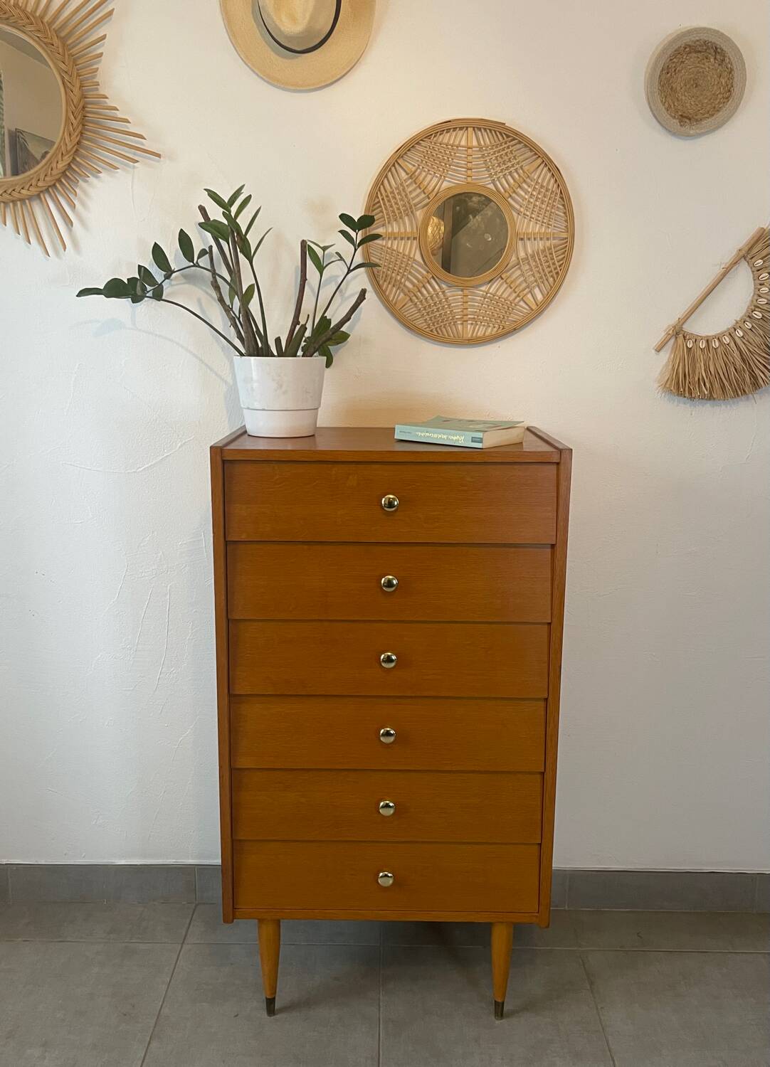 Chiffonnier/commode  6 tiroirs vintage en teck