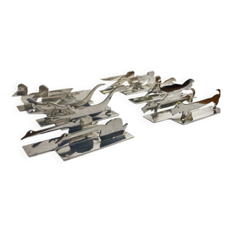 12 silver-plated metal knife rests Art Deco Yorel