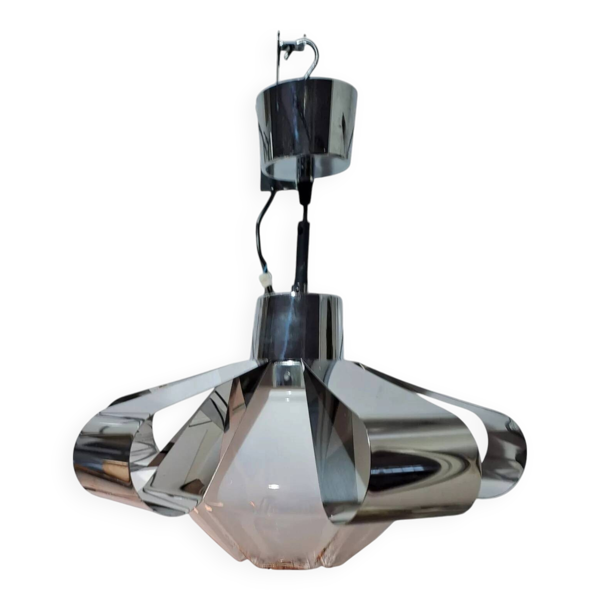 Suspension space-age de gaetano scolari pour mazzega / verre de murano "caramel