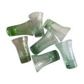 Set of 7 Biot cups in bubbled glass 1970