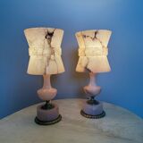 Pink alabaster lamps from the 60s (X2)
