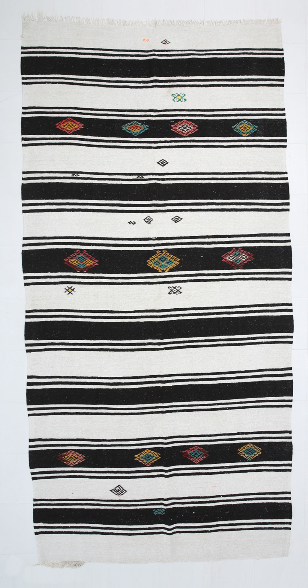 Tapis de chanvre blanc et noir 6x13, 202x404cm