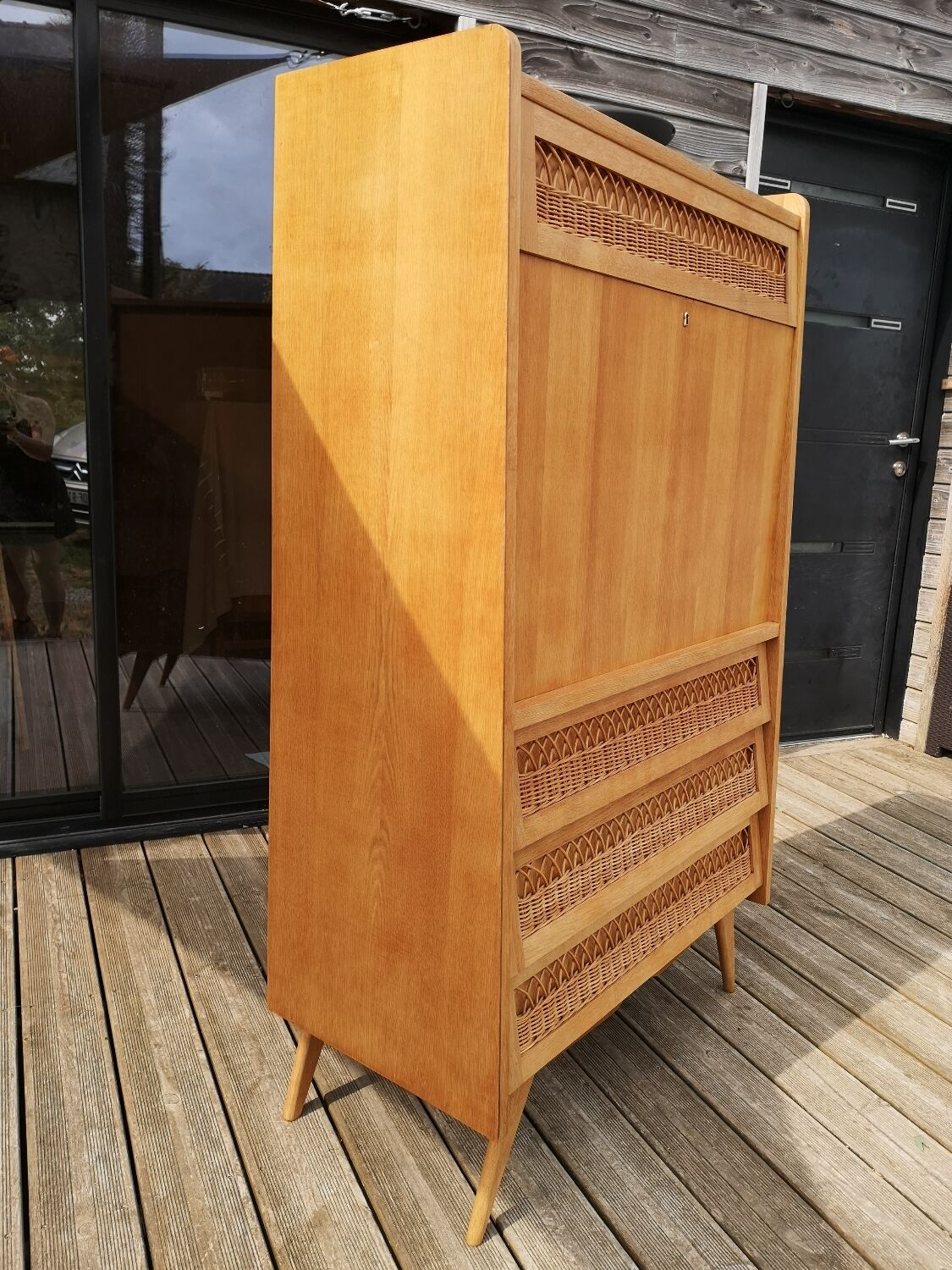 Secretary oak and rattan