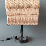 Brutalist lamp 1950 in wrought iron with handmade wool lampshade.