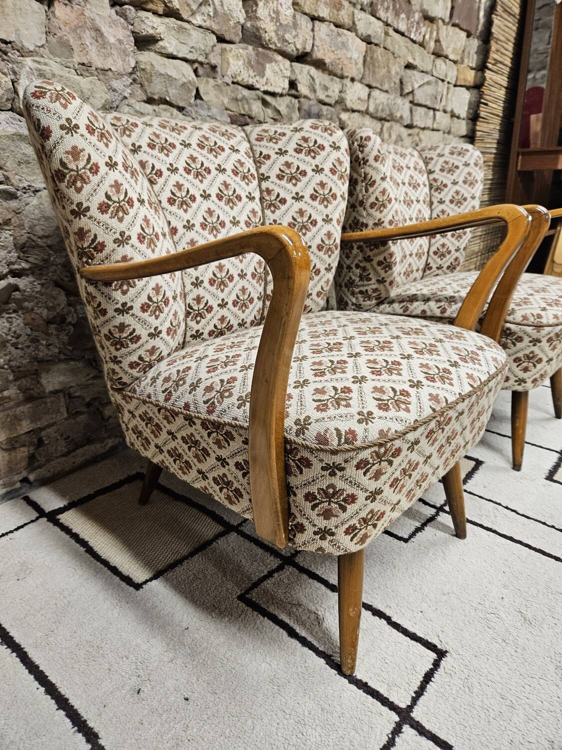 Pair of 1960 flowered armchairs