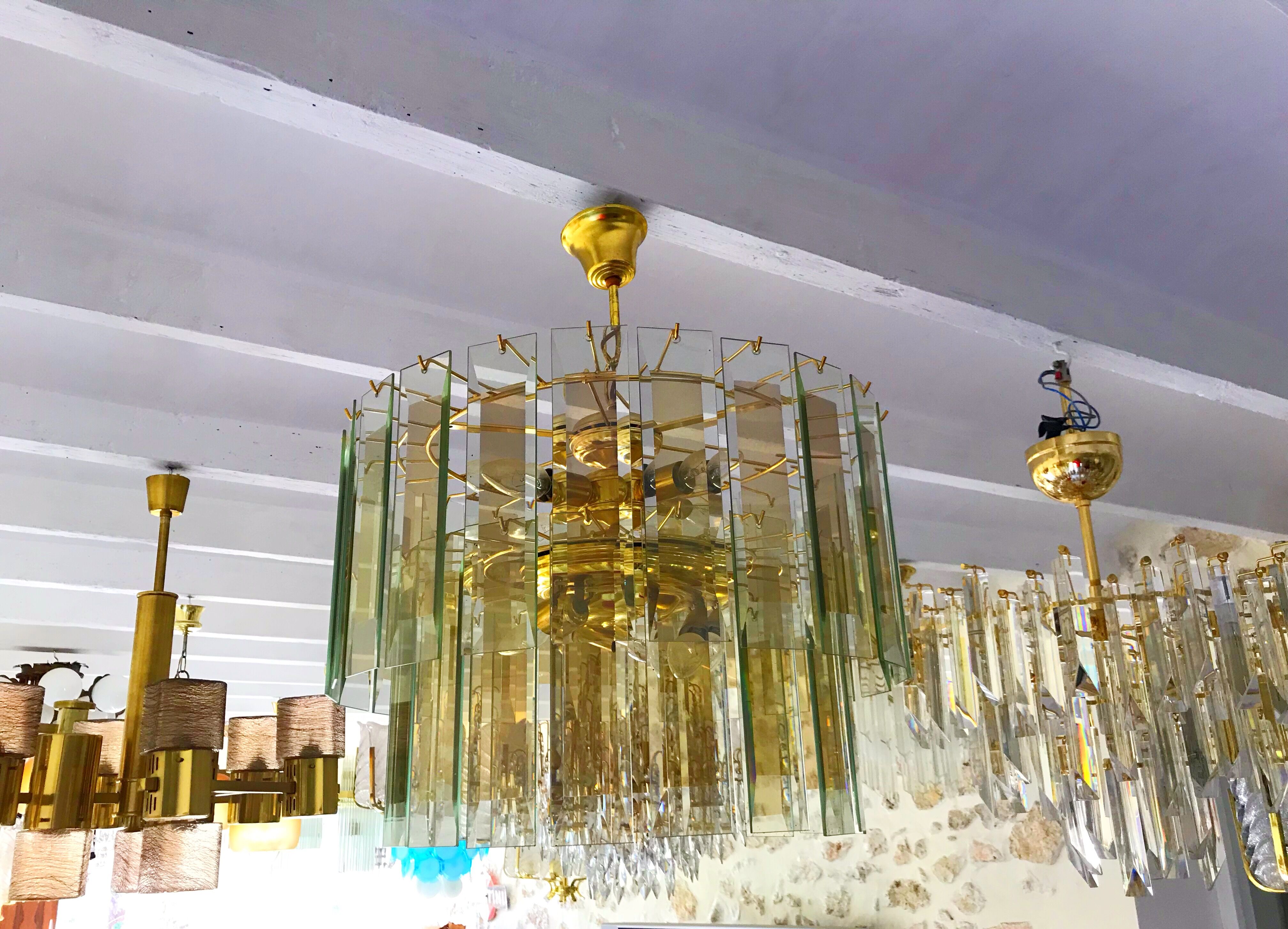 Chandelier frame Fontana Arte Murano 1970 Crystal