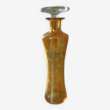 Vintage engraved glass bottle decanter