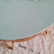 Vintage rattan coffee table round blue top