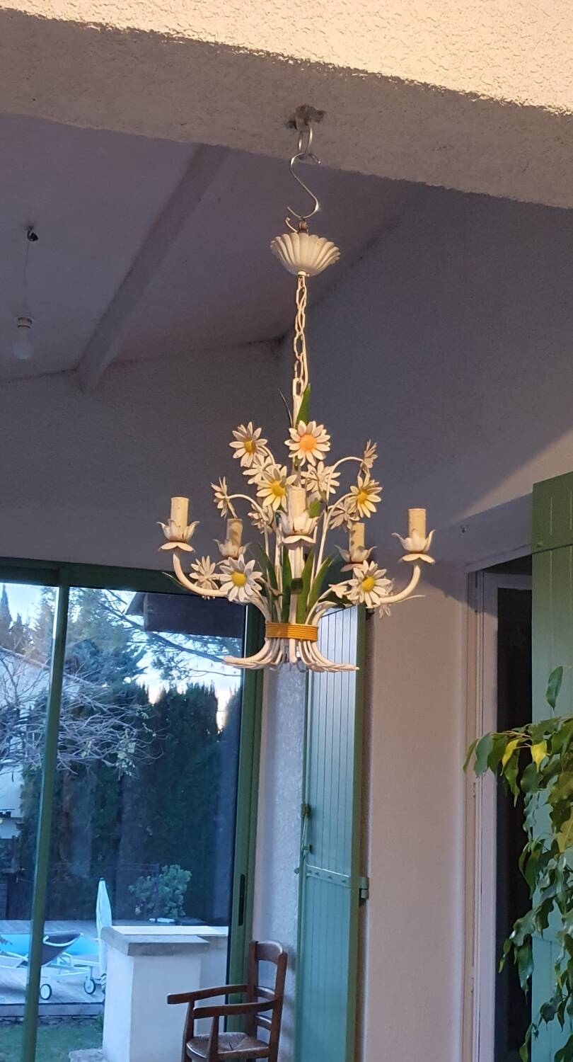 Wrought iron flower chandelier