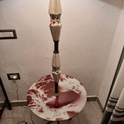 Lampadaire/table tripode italien en laiton et céramique années 1950