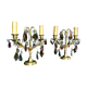 Paire de girandoles en bronze et cristal