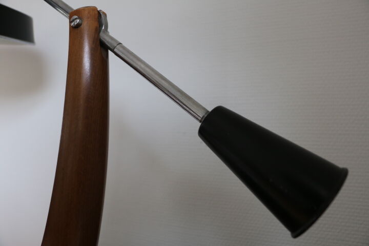 Fase black desk lamp from the 50s with reflector