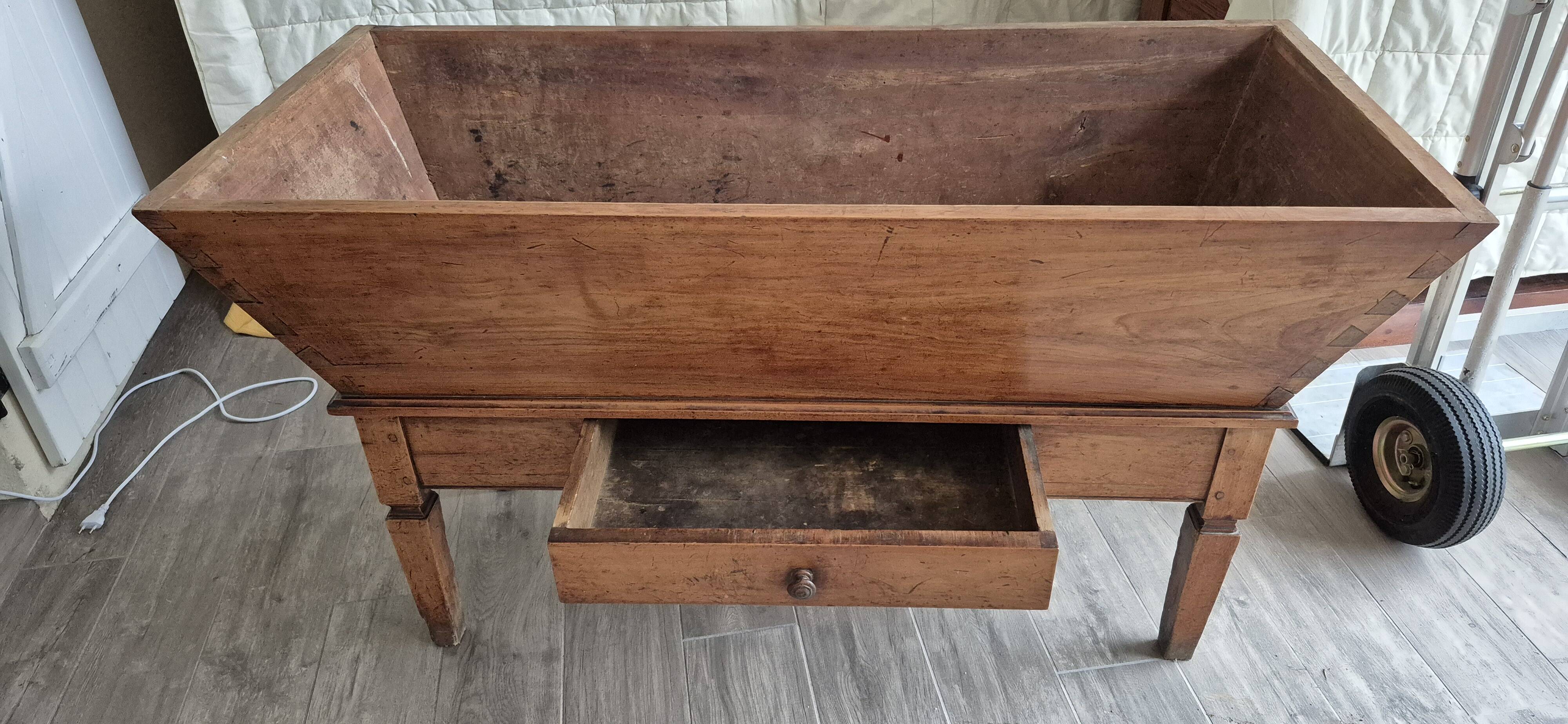 Old dough mixer/Massive wooden board with lid and drawer