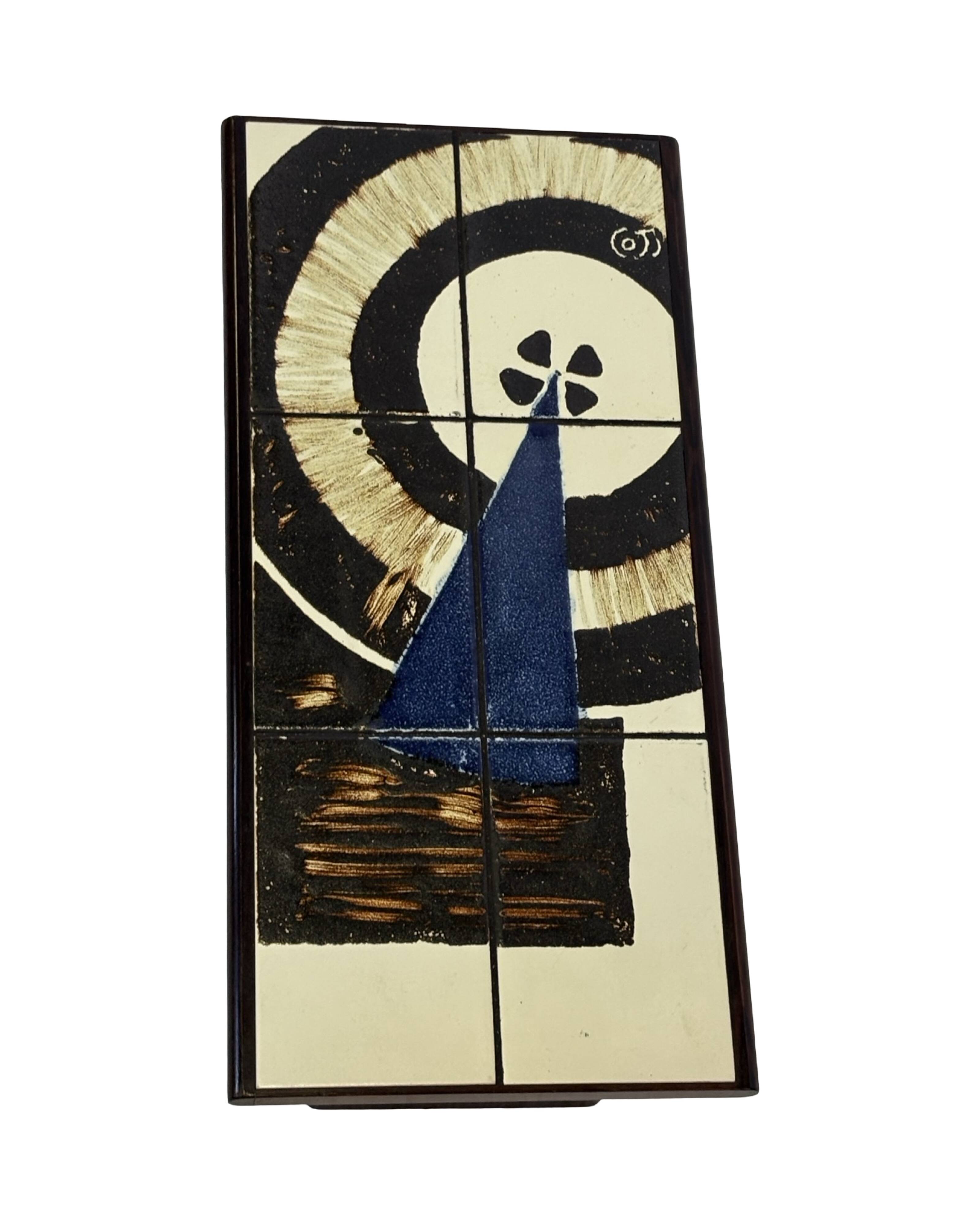 Vintage plant table small side table with rosewood tiles