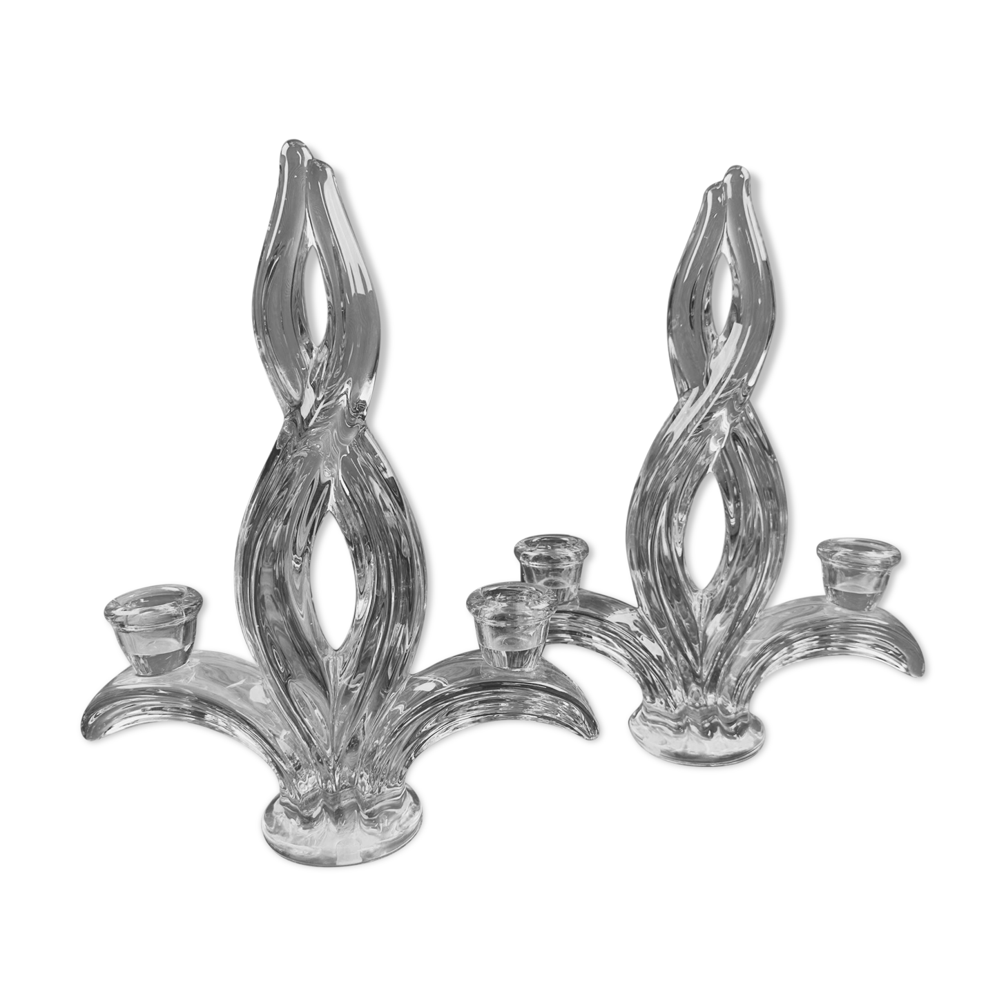 Pair of vintage Art Deco glass candlesticks