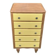Art Deco chest of drawers in raw oak and yellow