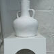 Handcrafted terracotta vase painted white with double handles h:40 d:30
