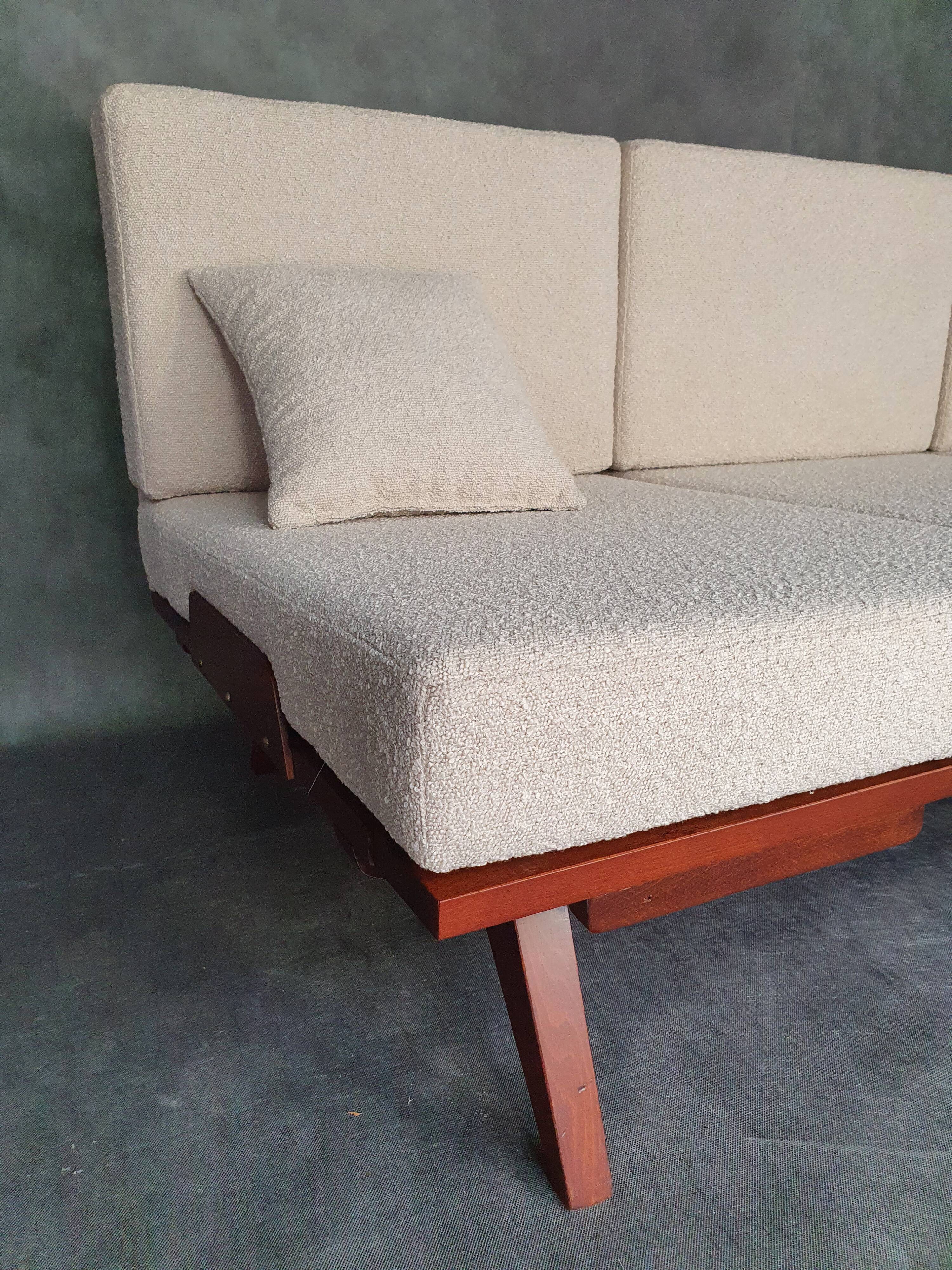 Tatra sofa bed, renovated buckle fabric, vintage czech 1960