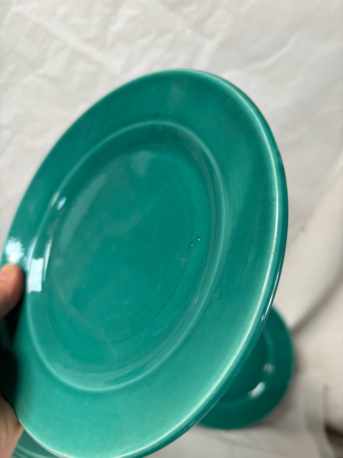 6 earthenware celadon dessert plates