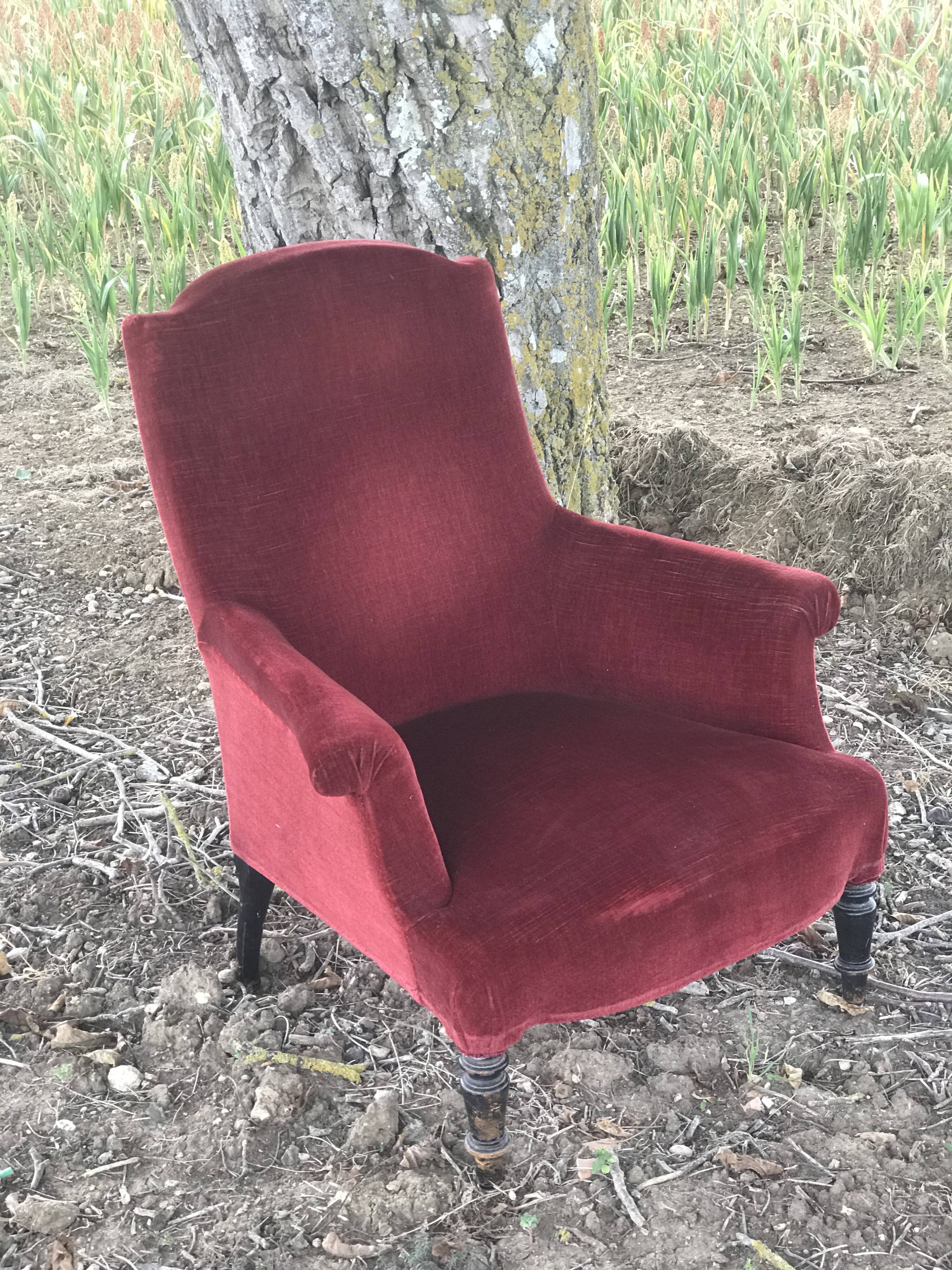 Bordeaux velvet english armchair