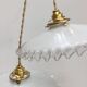 Pair of vintage white opaline pendant lamps with serrated edges