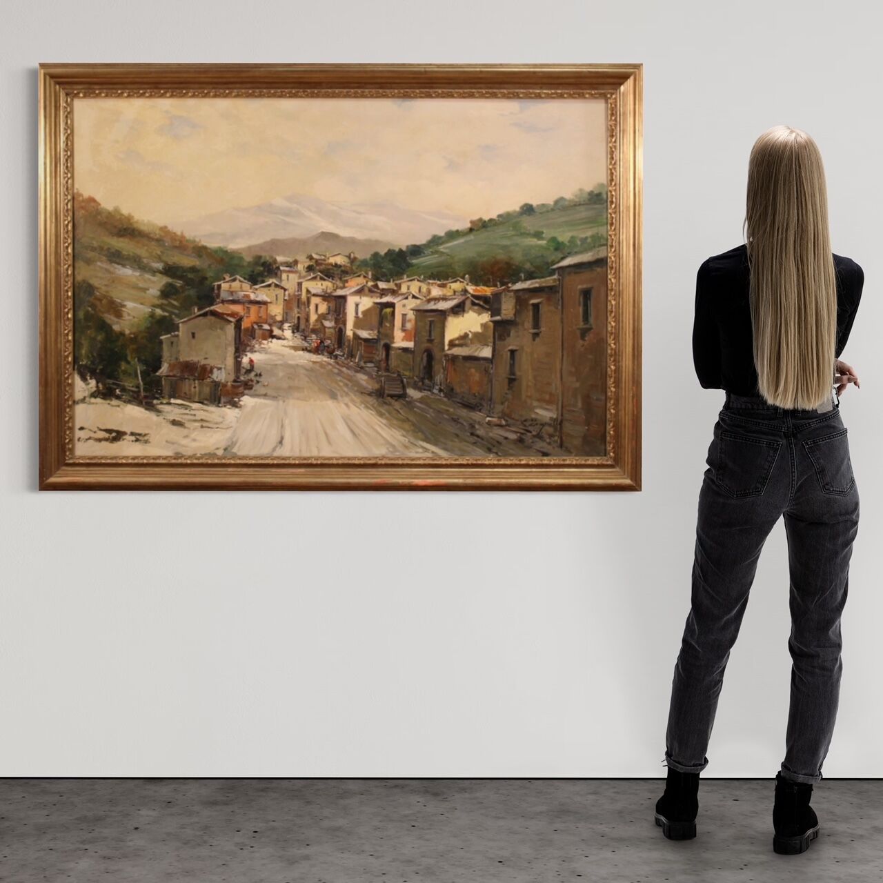 Signed Italian landscape painting from the 20th century