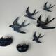 5x Original mid-century wall swallows and their nests (2x) – W. Germany