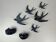 5x Original mid-century wall swallows and their nests (2x) – W. Germany