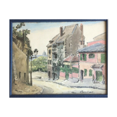 Painting Painting Signed Paris 18th Arrondissement Rue Caulaincourt Maisons Sacré-Coeur XX ème