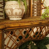 Shelf, console, bamboo, vintage wicker