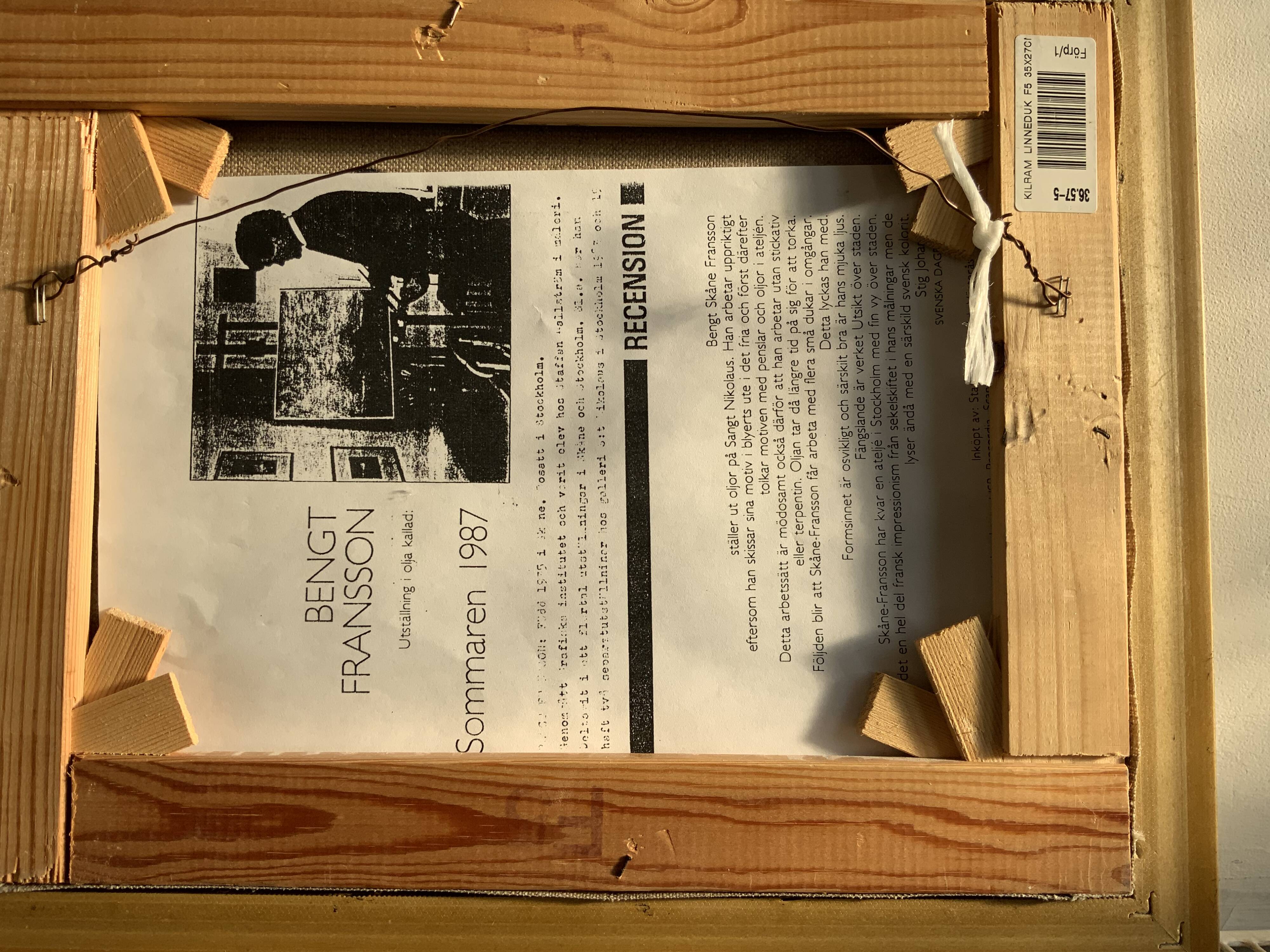 Peinture à l'huile sur toile vintage de paysage marin par B. Fransson