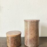 Duo of brown stone boxes