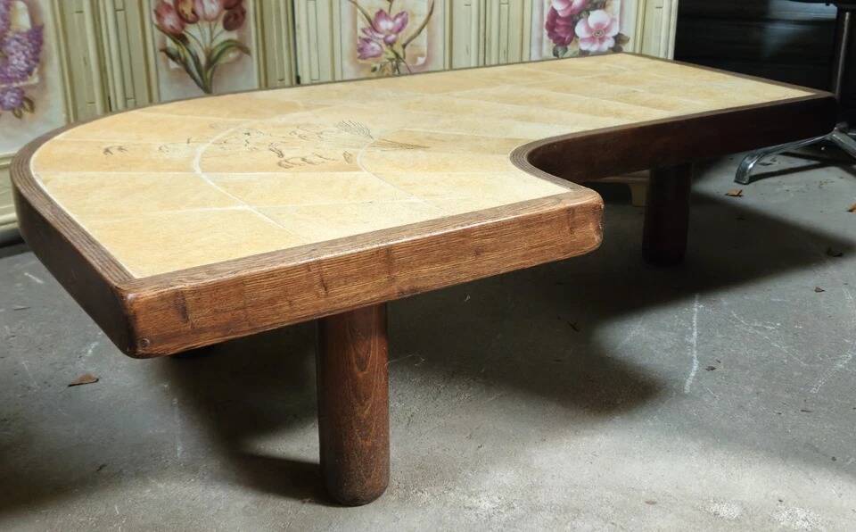 Biomorphic ceramic coffee table – signed Barrois – 1950s/60s