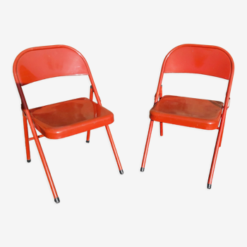 Pair of folding metal chairs 80-90s
