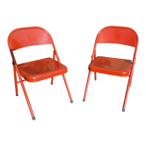 Paire de chaises pliantes en métal années 80-90