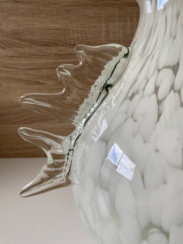 Atypique Vase en Verre Marbré de Murano Verriers Vénitiens Design Poisson