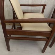 Pair of vintage Baumann armchairs – leather & solid wood – very good condition