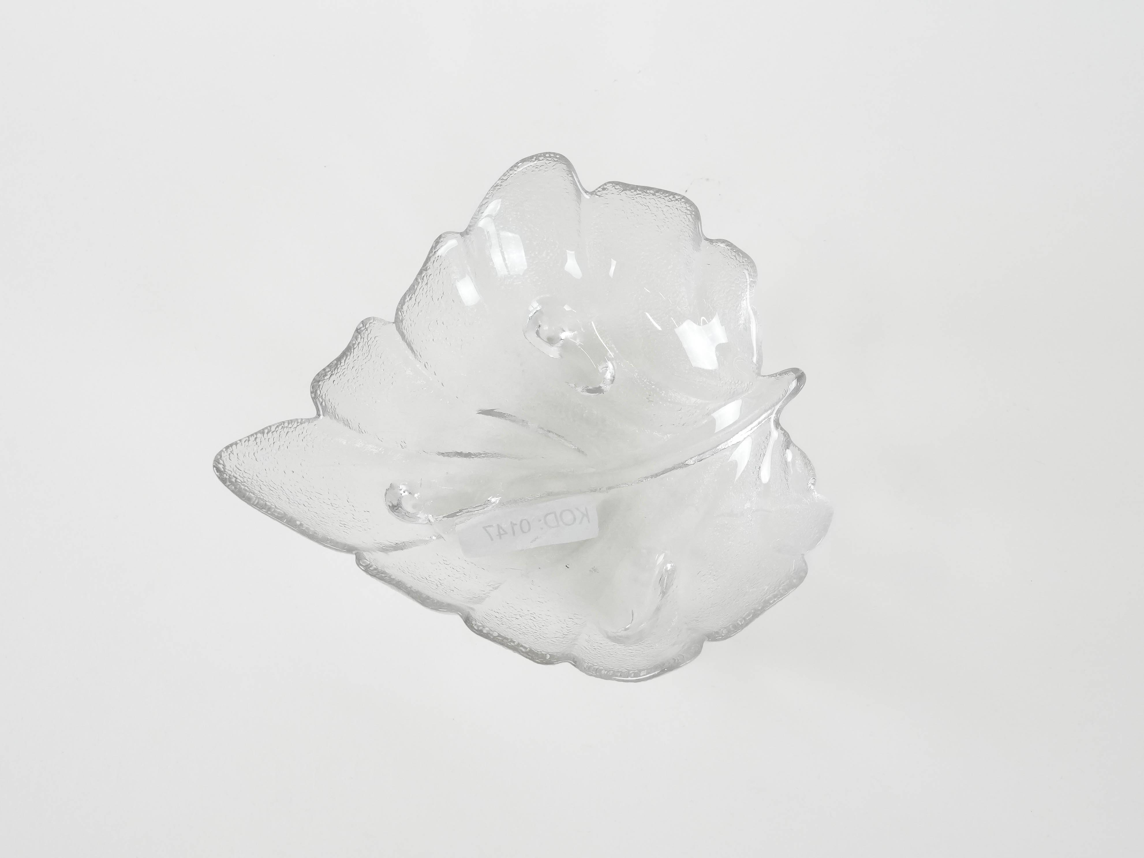 Glass leaf bowl, Danish design, 1970s, made in Denmark