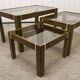 Lot de 3 tables gigogne orme et verre fumé 1970