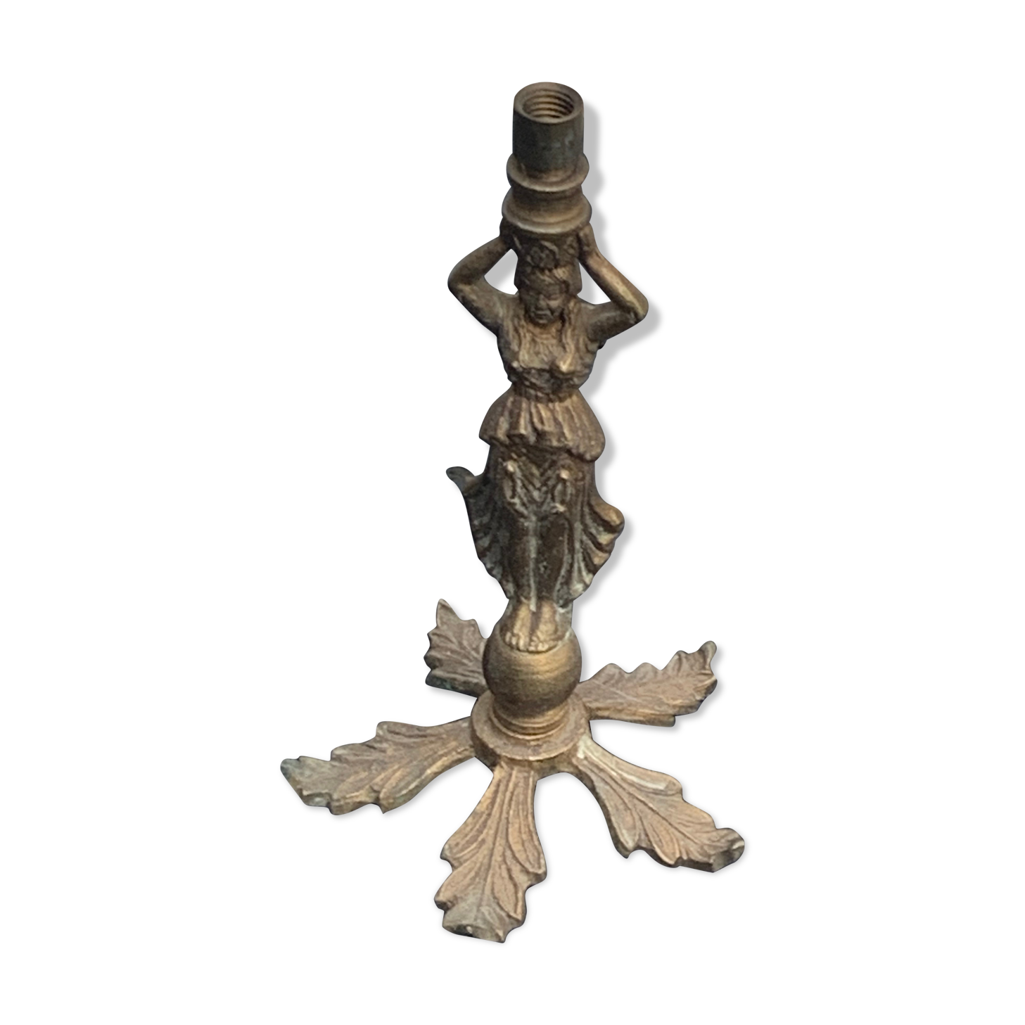 Foot of lamp statuette woman in regulates art deco