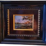 Original enamel painting, framed, signed EJ Guitard