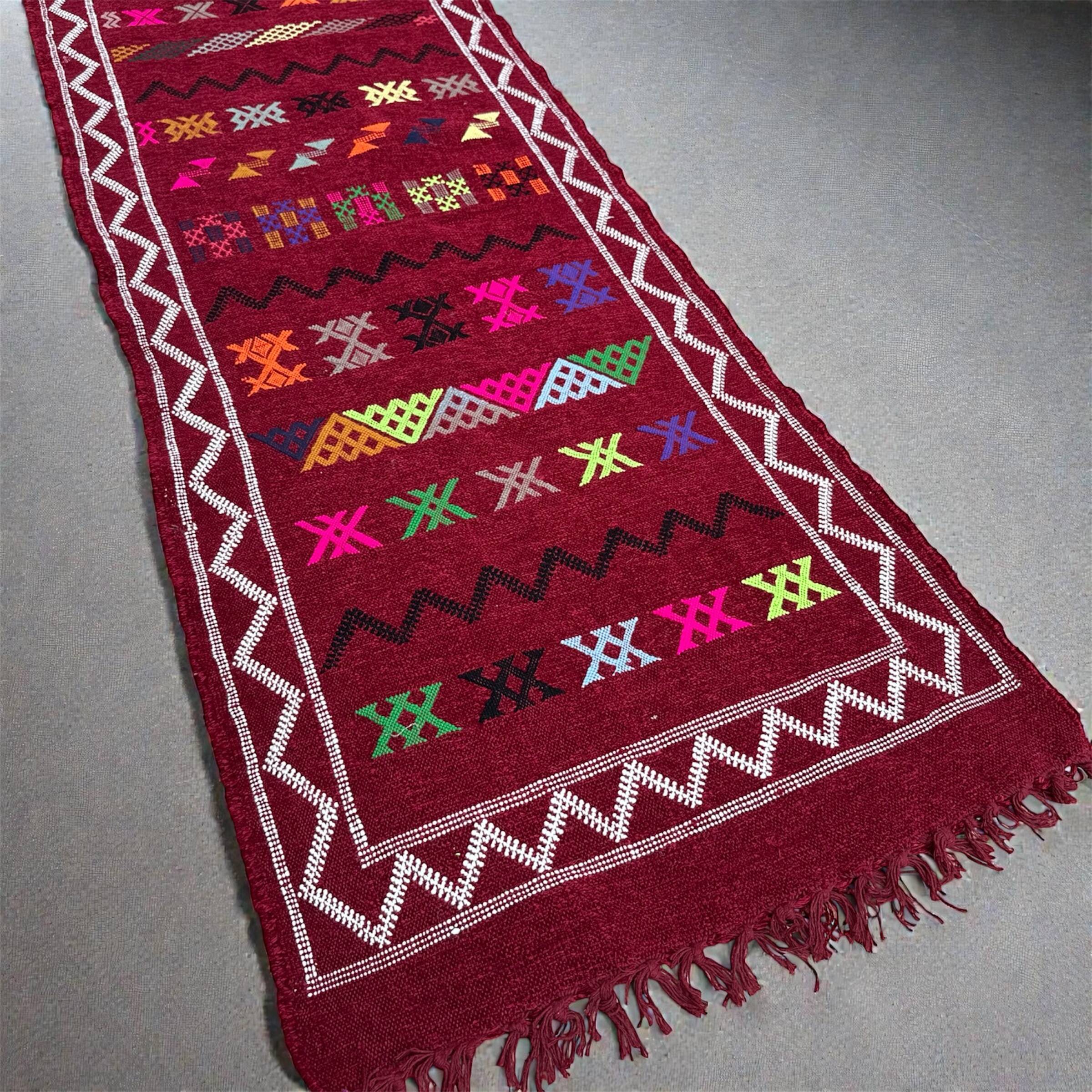 Bohemian hallway rug in handwoven Moroccan velvet