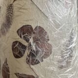 Ceramic lamp signed jm dehoux lampshade in feathers and dried flowers