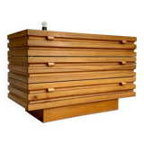 Brutalist chest of drawers in solid elm, Maison Regain, 1970