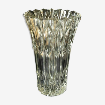 Vase en vere moulé à motif géométrique des années 1950