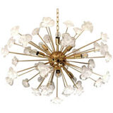 Lustre fleurs blanches murano verre spoutnik ovale en or