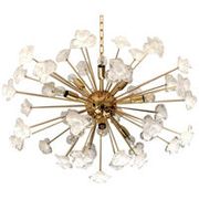 Lustre fleurs blanches murano verre spoutnik ovale en or