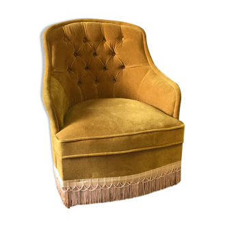 Fauteuil crapaud vieil or