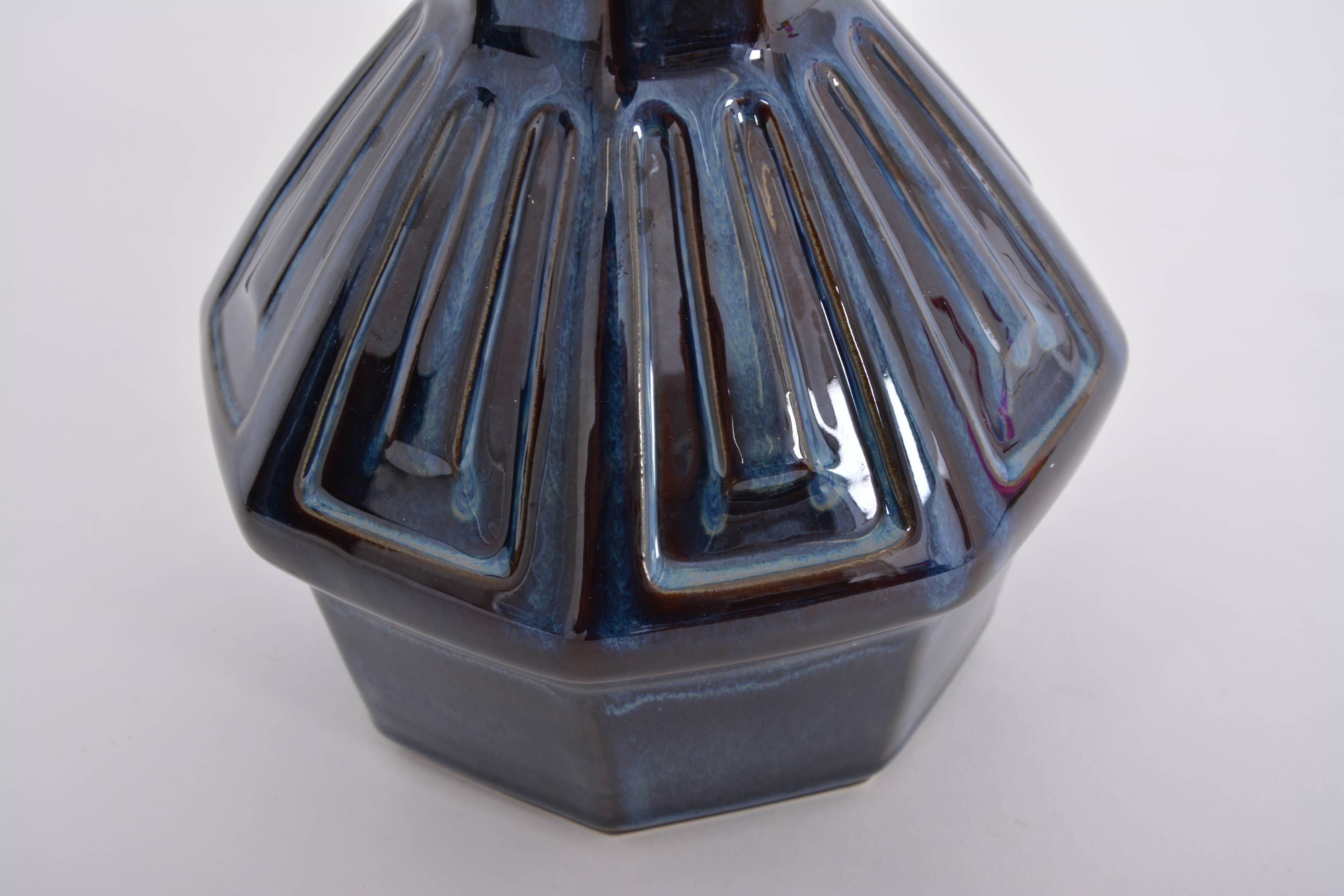 Pair of blue mid-century table lamps model 1055 by Einar Johansen for Soholm