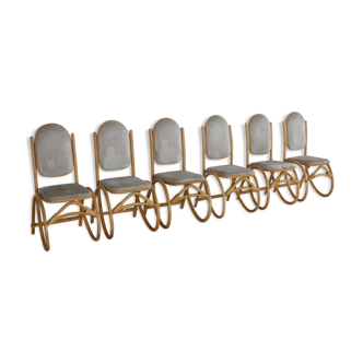 Vintage set of 6 bamboo chairs